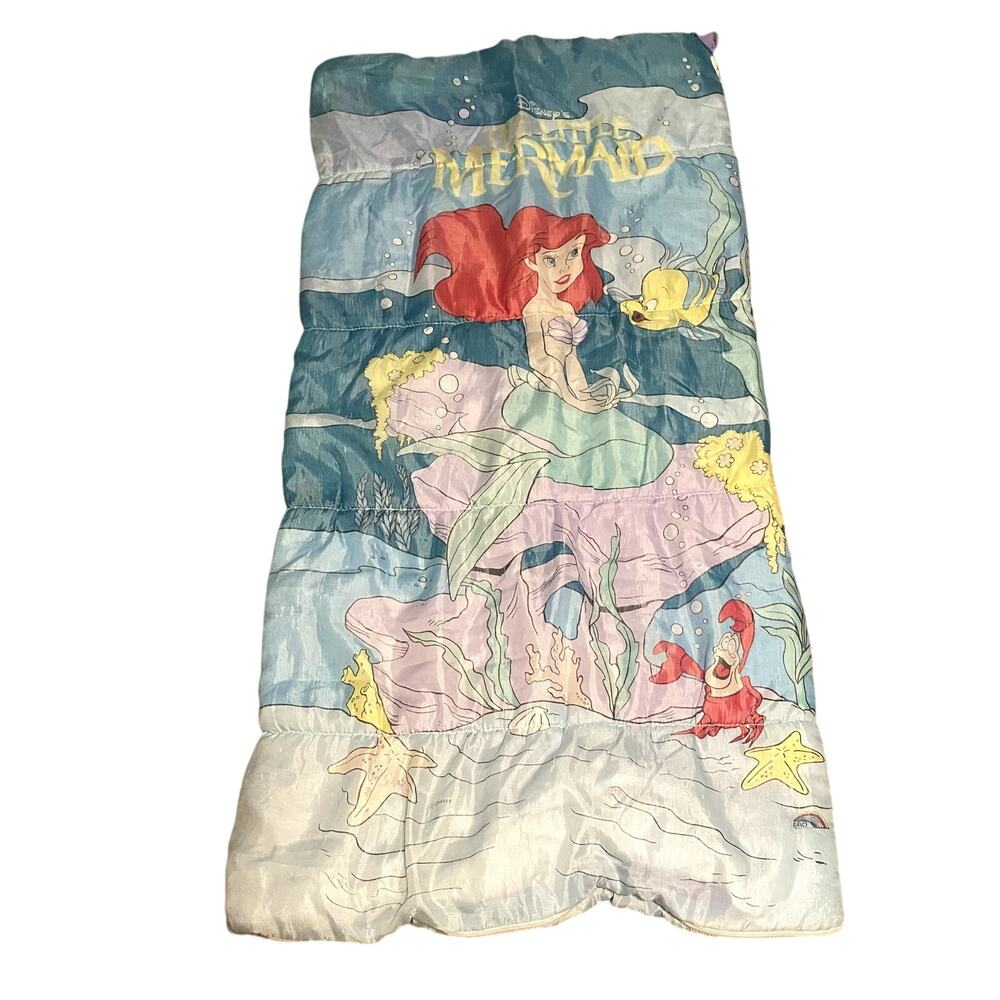 Vintage Disney Little Mermaid Sleeping Bag Ariel Princess 90s Kids Bedding